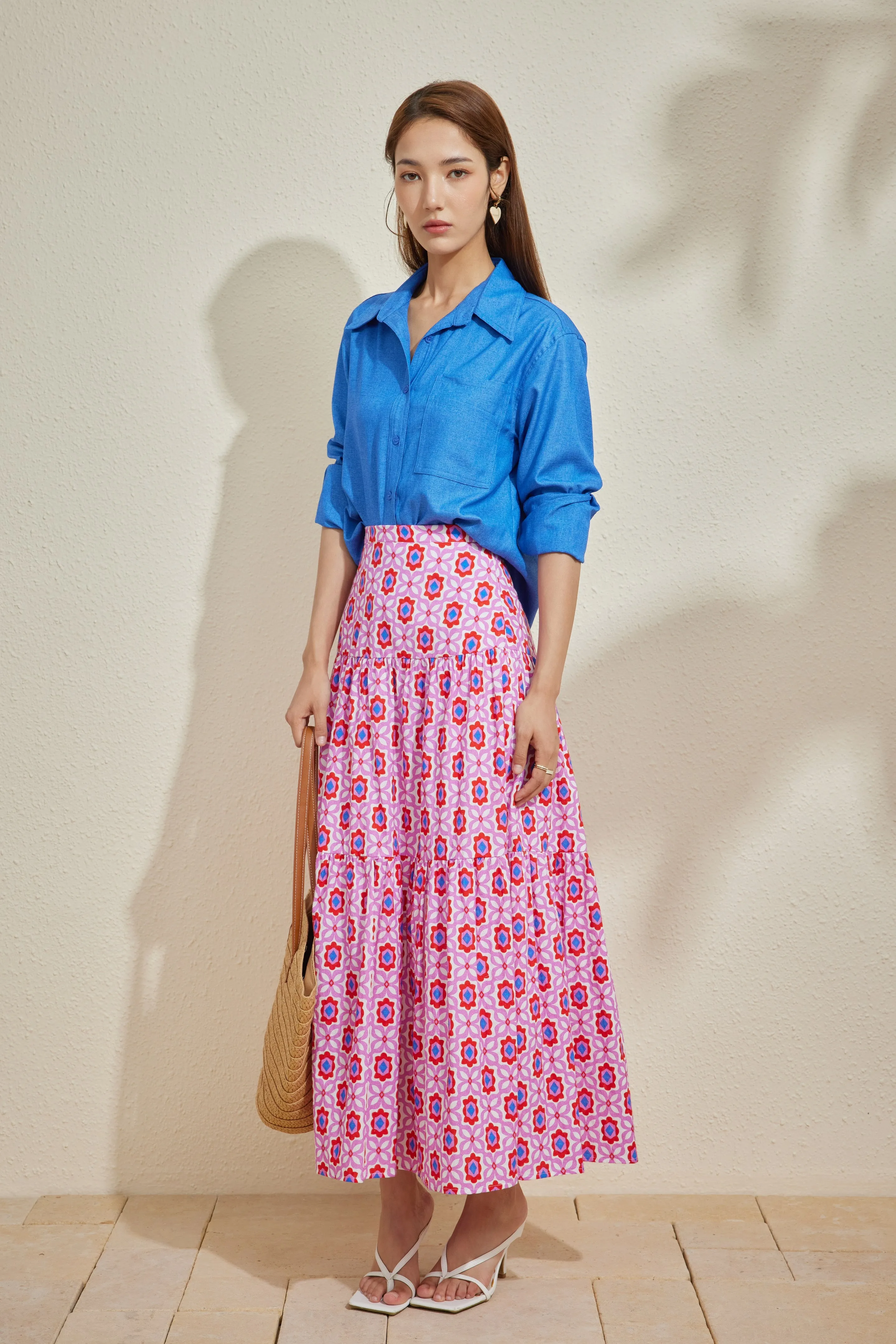 ALEAH MAXI SKIRT IN ARABESQUE PINK