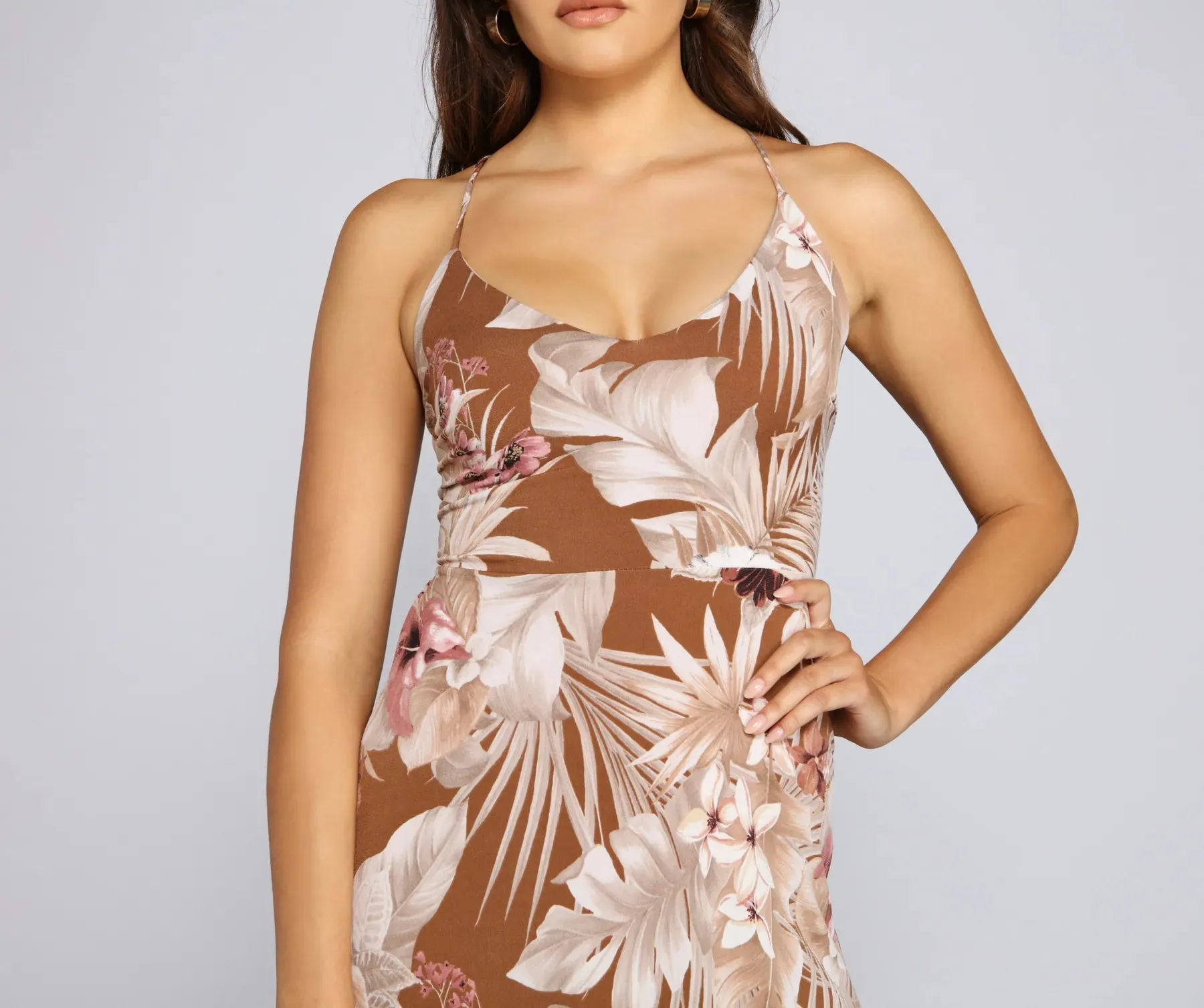 Alluring Tropical Floral Maxi Dress