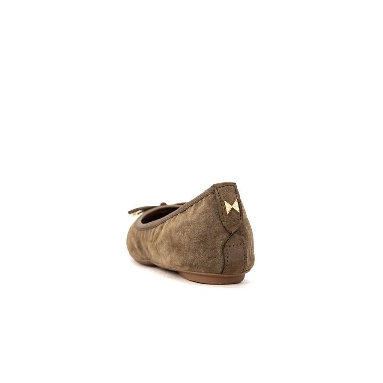 ANNIE Ballet Flat Shoes - Khaki Burnished Suede