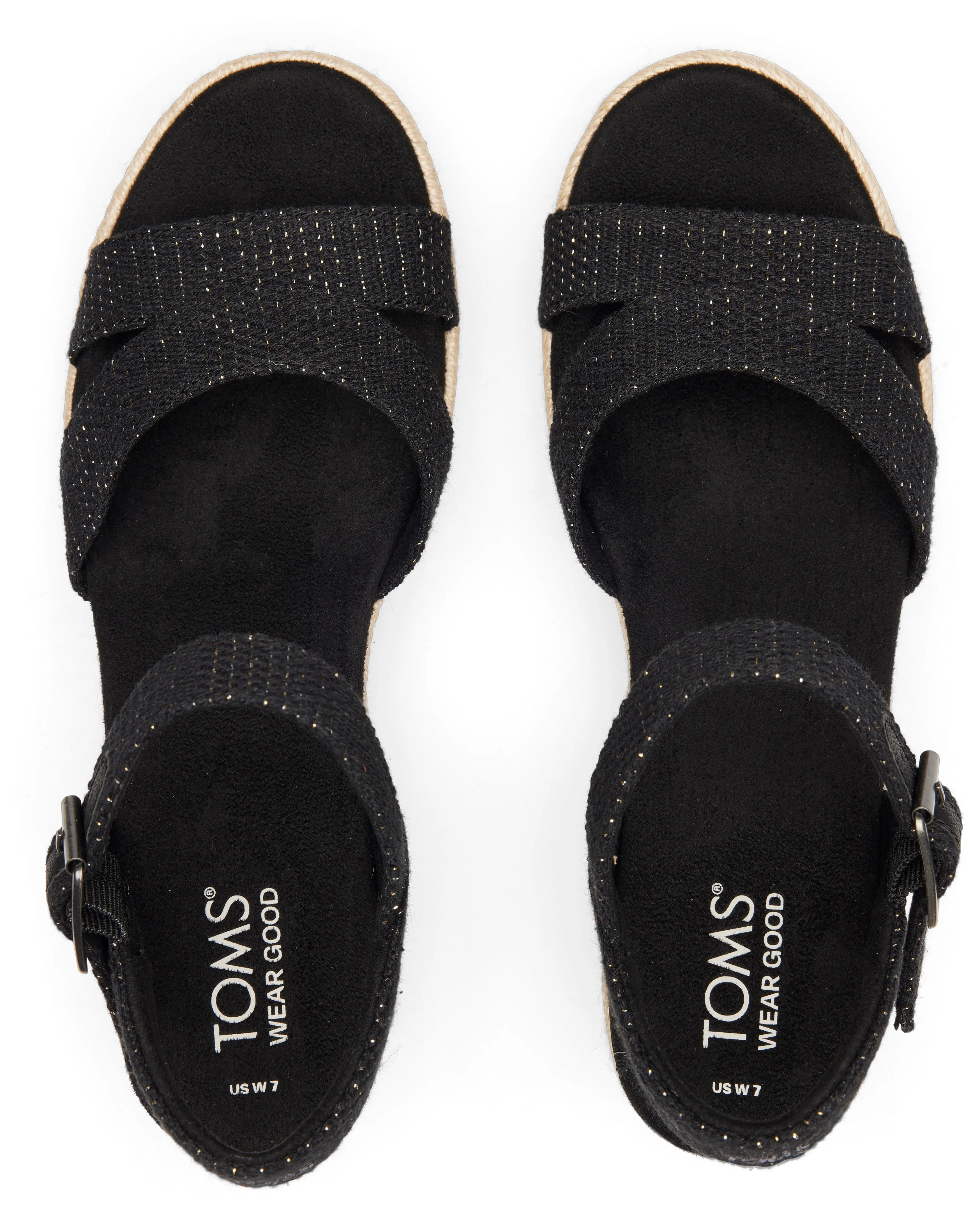 Audrey Espadrille Sandal - Black Metallic Linen Stripe