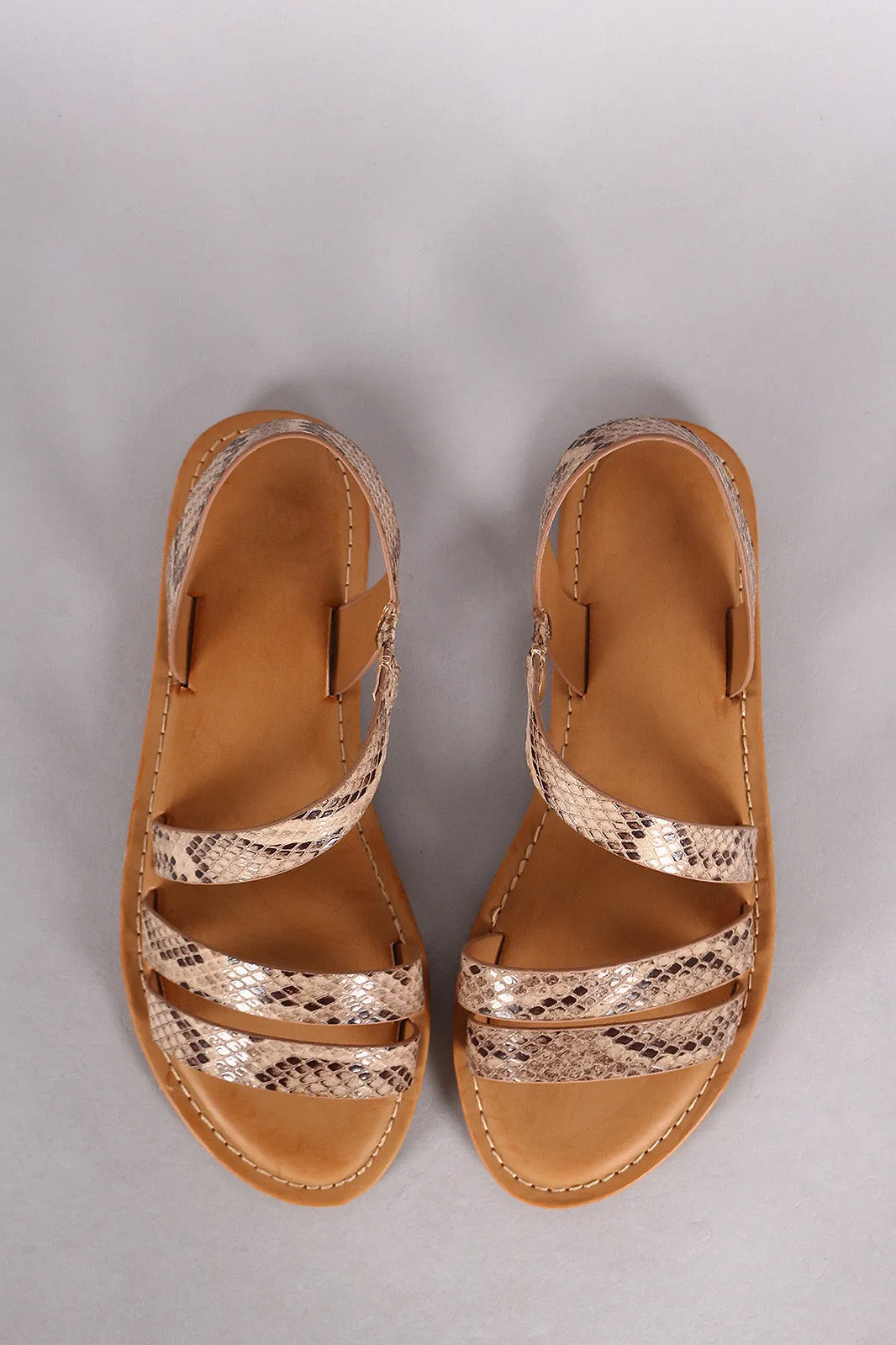 Bamboo Python Strappy Asymmetrical Flat Sandal