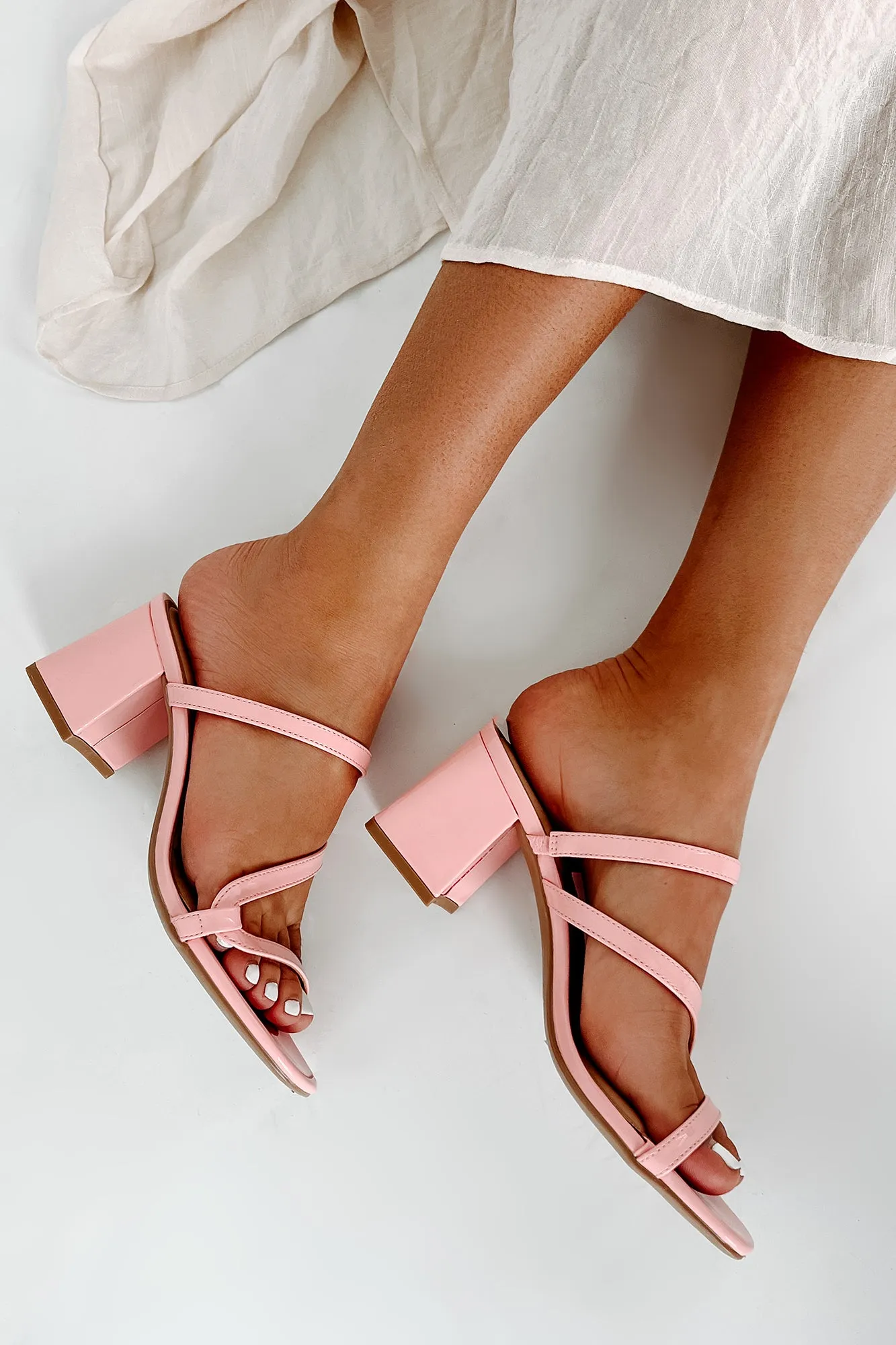 Beyond Belief Strappy Patent Heeled Sandals (Blush)