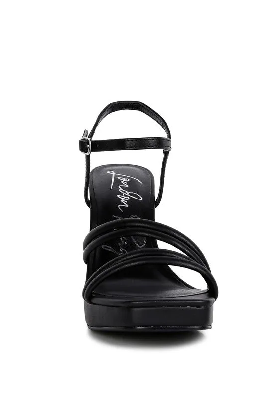 Black High Heel Platform Strappy Sandals