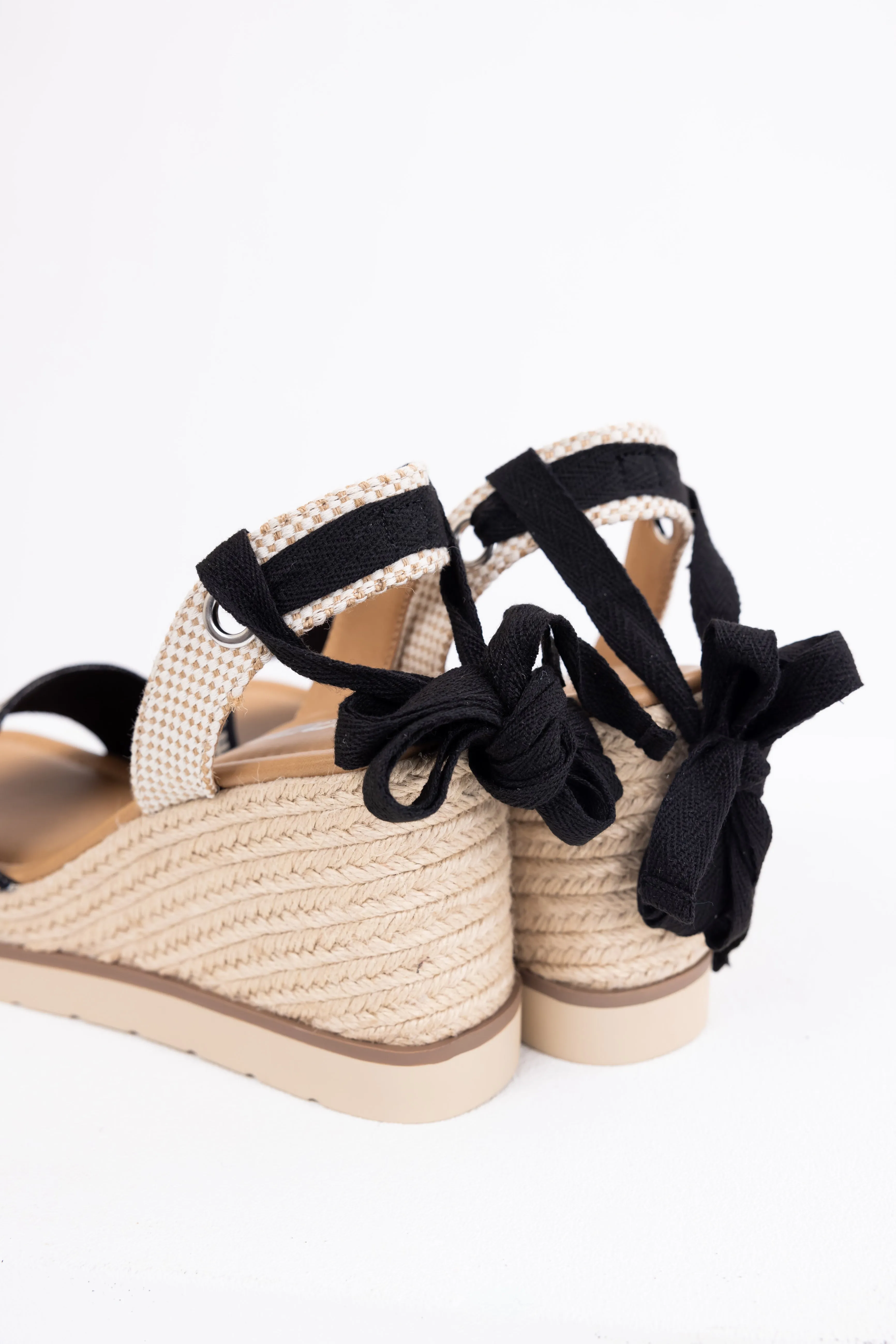 Black 'Paris' Espadrille Platform Wedges