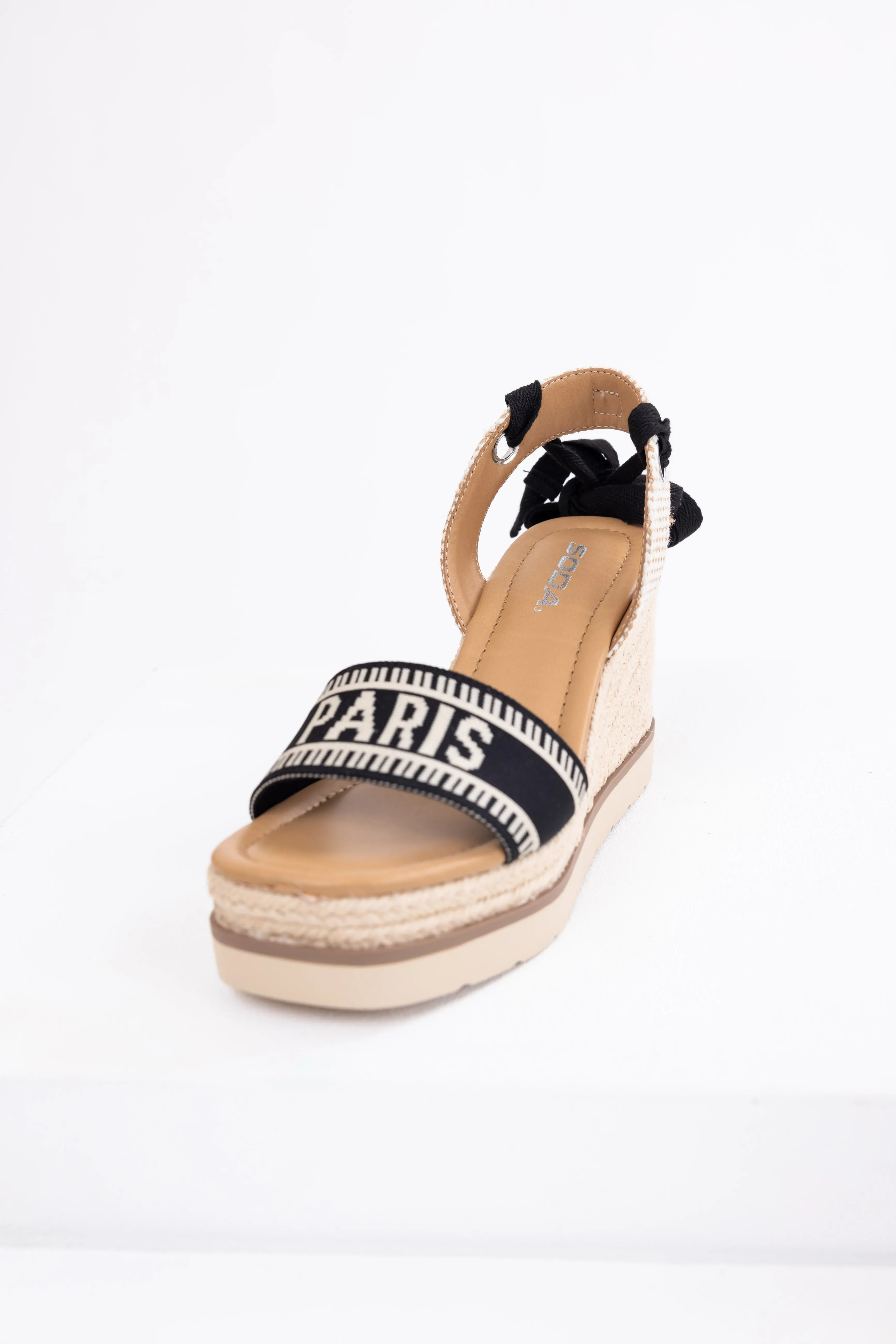 Black 'Paris' Espadrille Platform Wedges