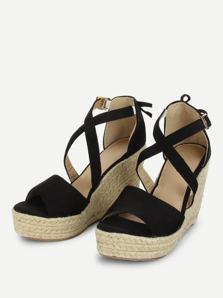 Bow Detail Platform Wedge Sandals