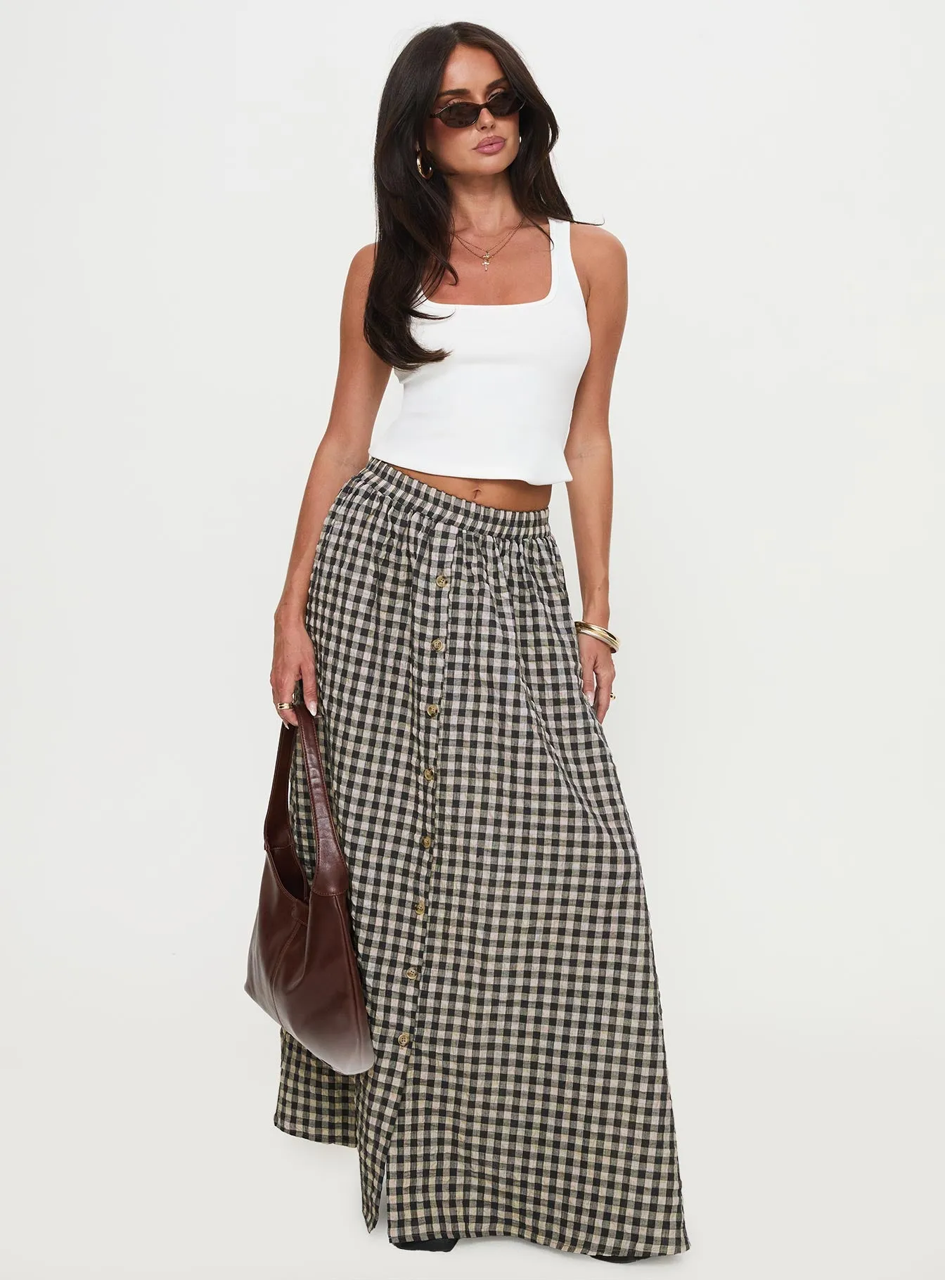 Cartmel Check Maxi Skirt Black / Cream