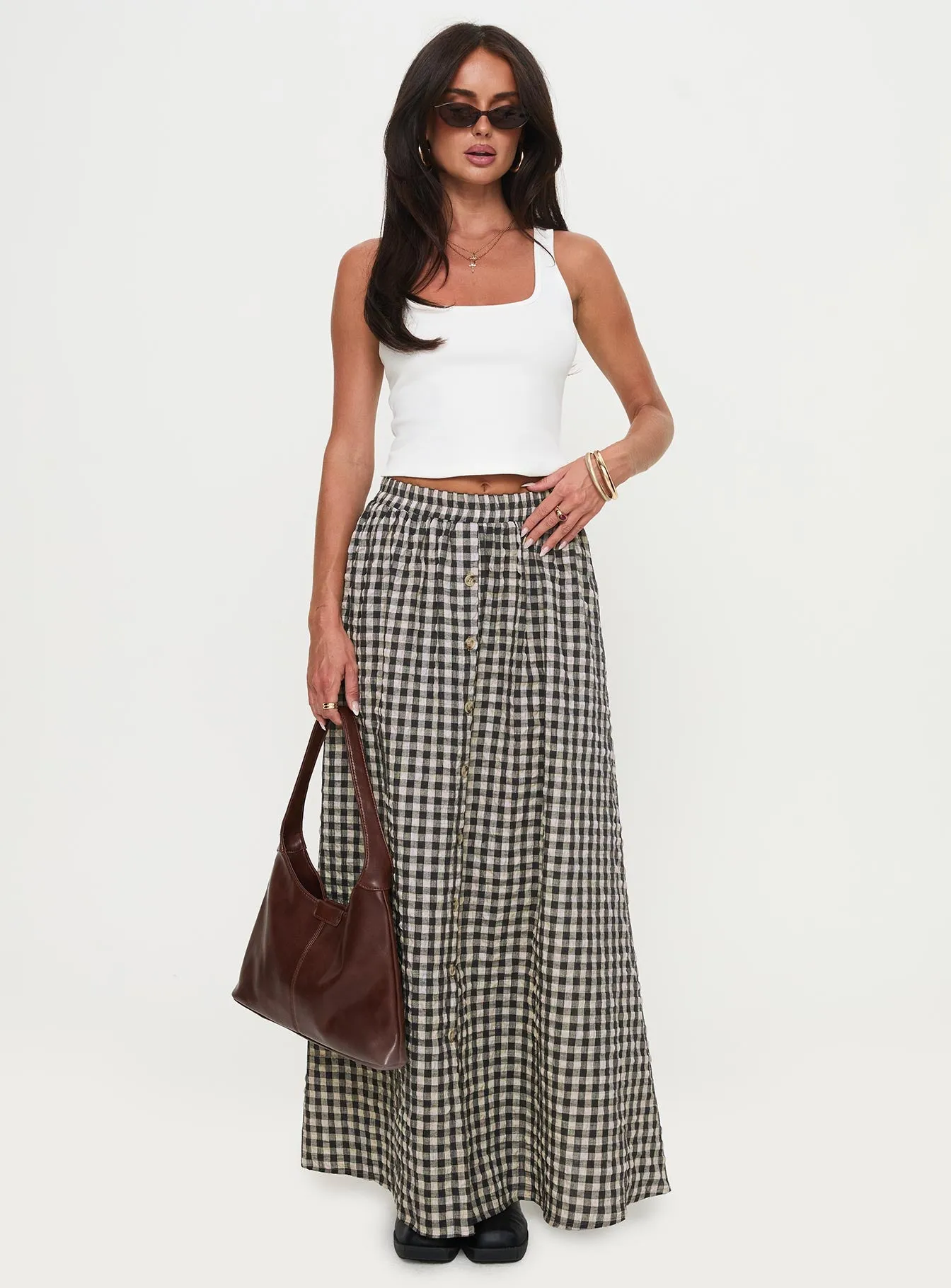 Cartmel Check Maxi Skirt Black / Cream