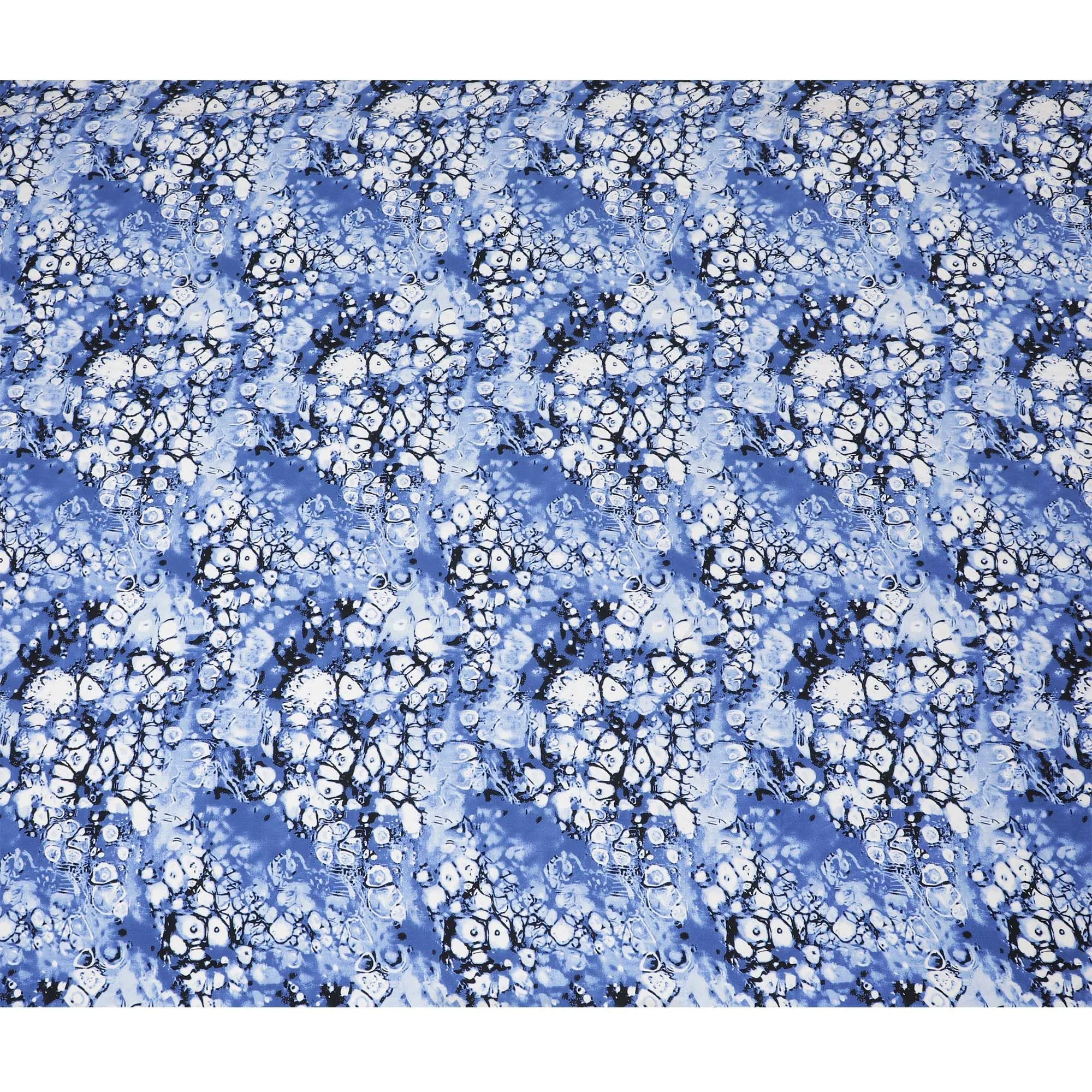 Cerulean Blue Abstract Cotton Viscose Fabric-D17517