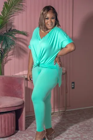 Comfy Cozy Mint  Short Sleeve (Pant Set)