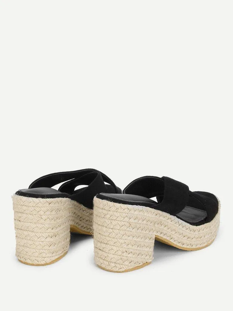 Cross Cross Suede Wedge Sandals