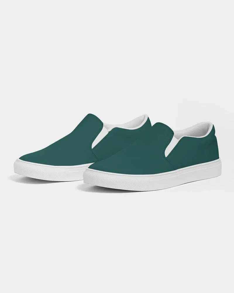 Dark Blue Cool Green Slip-On Canvas Sneakers | Men's | Dark Pastel Blue Cool Green | C60M0Y30K80