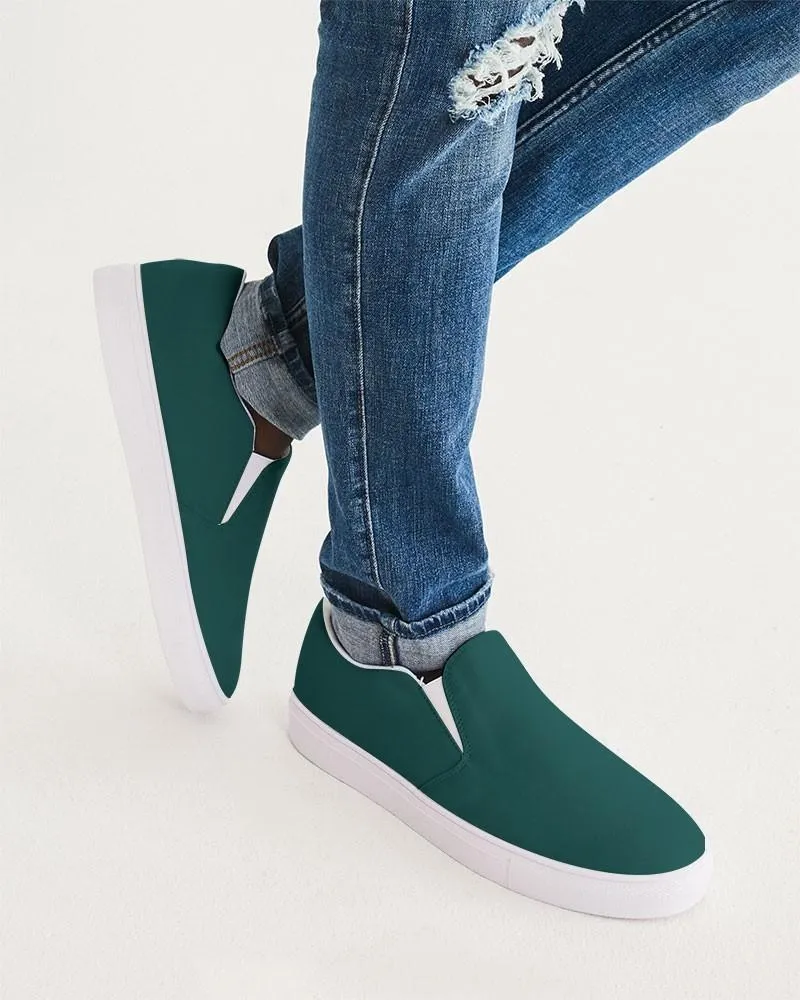 Dark Blue Cool Green Slip-On Canvas Sneakers | Men's | Dark Pastel Blue Cool Green | C60M0Y30K80