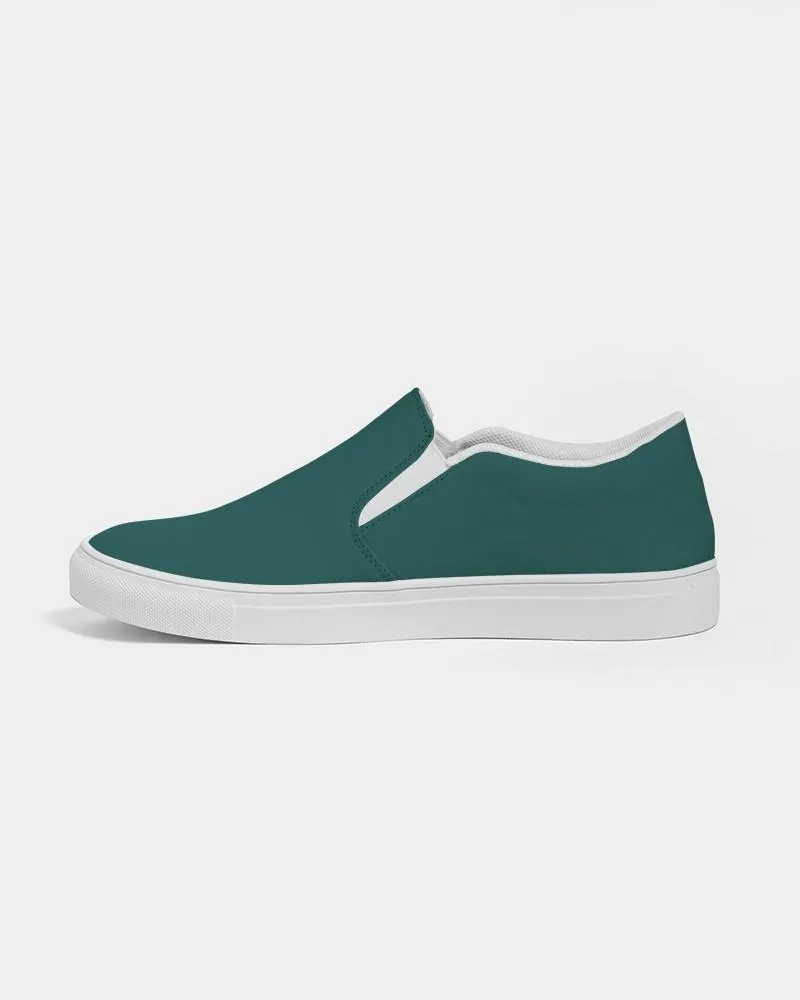 Dark Blue Cool Green Slip-On Canvas Sneakers | Men's | Dark Pastel Blue Cool Green | C60M0Y30K80