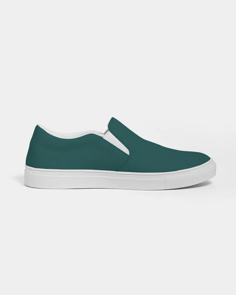 Dark Blue Cool Green Slip-On Canvas Sneakers | Men's | Dark Pastel Blue Cool Green | C60M0Y30K80