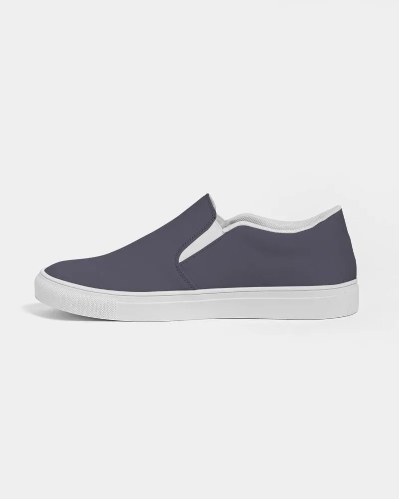 Dark Blue Gray Slip-On Canvas Sneakers | Men's | Dark Pale Pastel Blue Gray | C30M30Y0K80