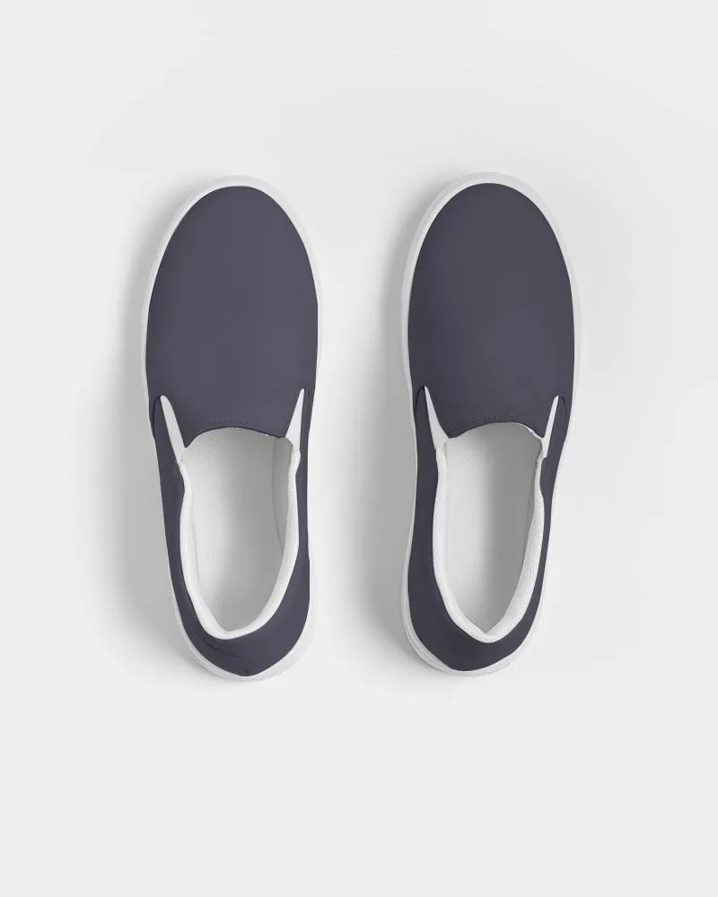 Dark Blue Gray Slip-On Canvas Sneakers | Men's | Dark Pale Pastel Blue Gray | C30M30Y0K80