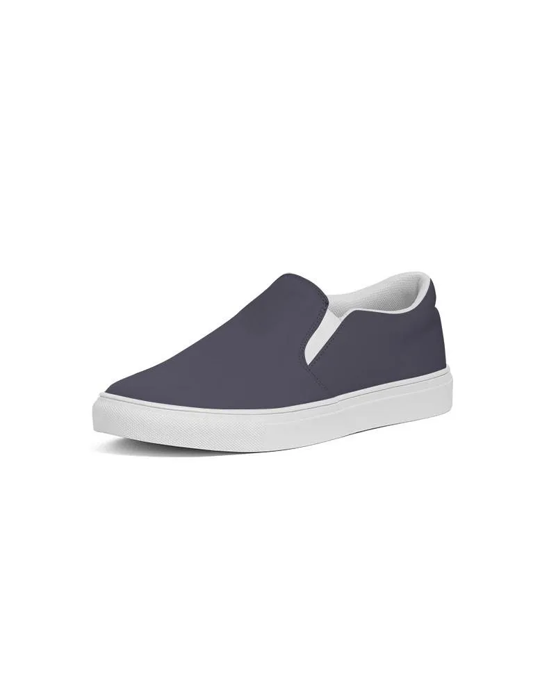 Dark Blue Gray Slip-On Canvas Sneakers | Men's | Dark Pale Pastel Blue Gray | C30M30Y0K80