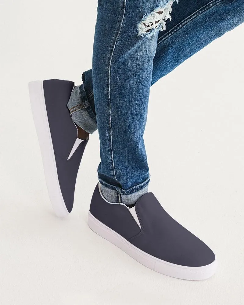 Dark Blue Gray Slip-On Canvas Sneakers | Men's | Dark Pale Pastel Blue Gray | C30M30Y0K80