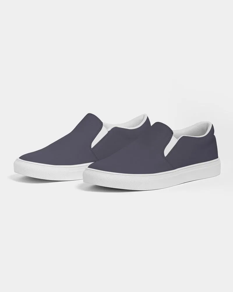 Dark Blue Gray Slip-On Canvas Sneakers | Men's | Dark Pale Pastel Blue Gray | C30M30Y0K80