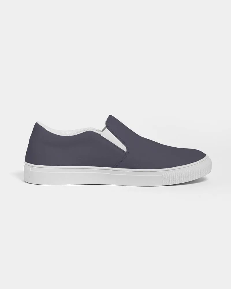 Dark Blue Gray Slip-On Canvas Sneakers | Men's | Dark Pale Pastel Blue Gray | C30M30Y0K80