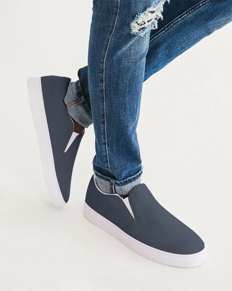 Dark Blue Slip-On Canvas Sneakers | Men's | Dark Pale Pastel Blue | C30M15Y0K80