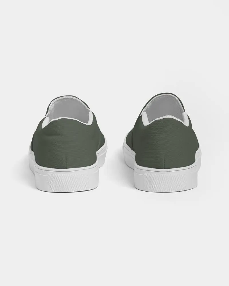 Dark Warm Green Slip-On Canvas Sneakers | Men's | Dark Pale Pastel Warm Green | C15M0Y30K80