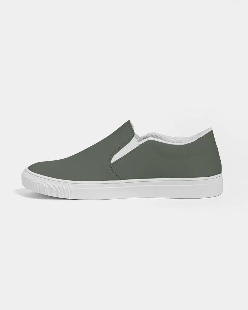 Dark Warm Green Slip-On Canvas Sneakers | Men's | Dark Pale Pastel Warm Green | C15M0Y30K80