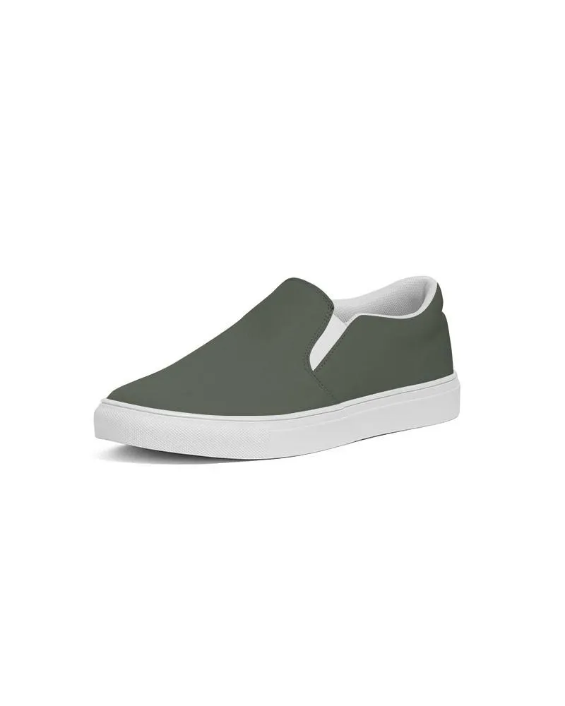 Dark Warm Green Slip-On Canvas Sneakers | Men's | Dark Pale Pastel Warm Green | C15M0Y30K80