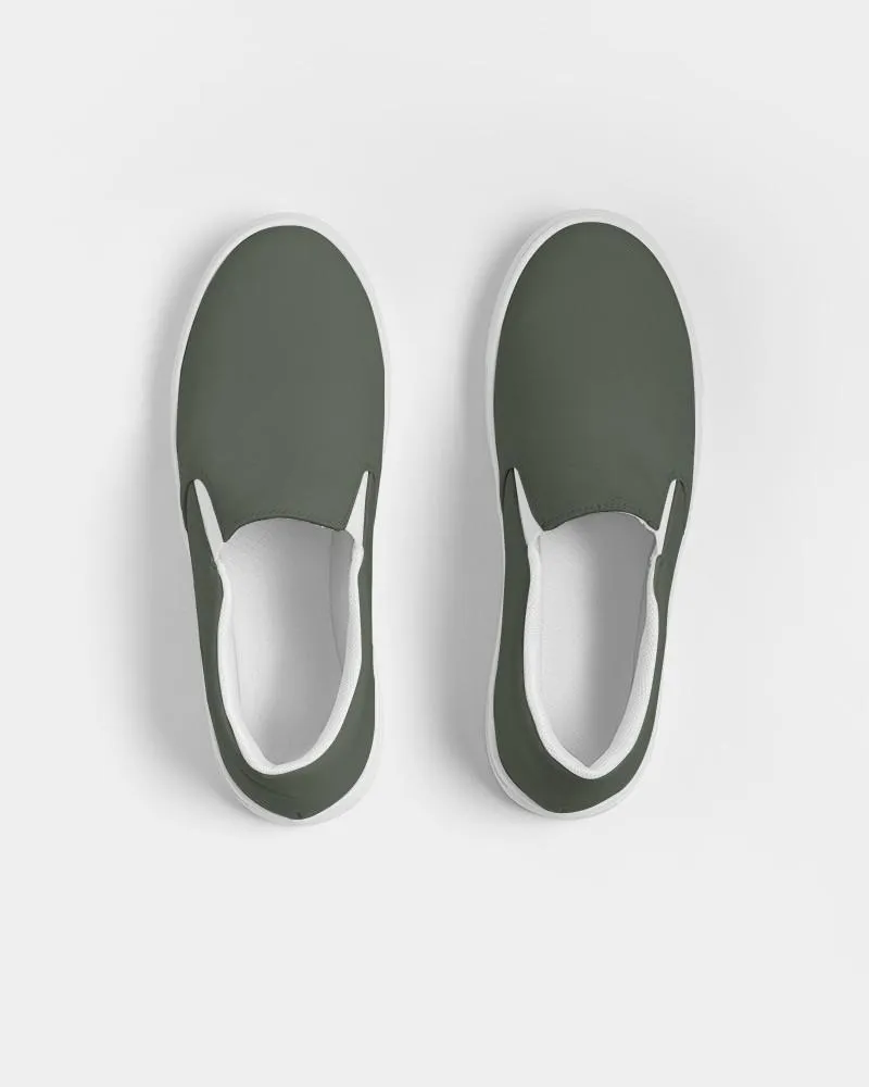 Dark Warm Green Slip-On Canvas Sneakers | Men's | Dark Pale Pastel Warm Green | C15M0Y30K80