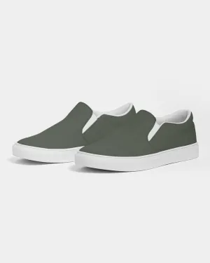 Dark Warm Green Slip-On Canvas Sneakers | Men's | Dark Pale Pastel Warm Green | C15M0Y30K80