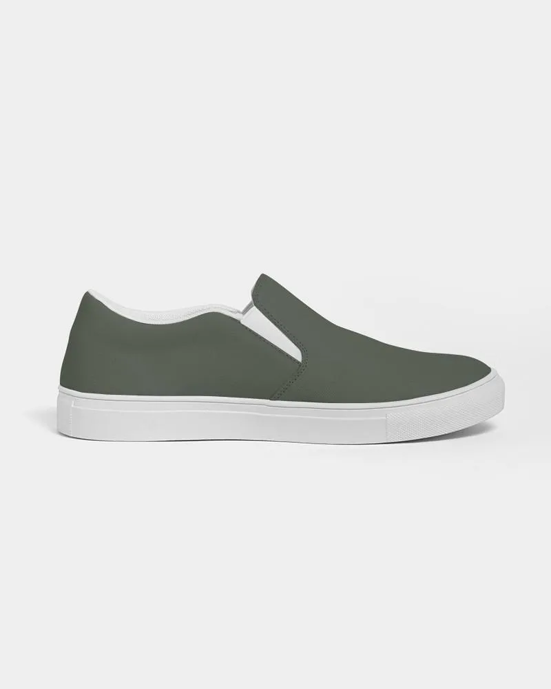 Dark Warm Green Slip-On Canvas Sneakers | Men's | Dark Pale Pastel Warm Green | C15M0Y30K80