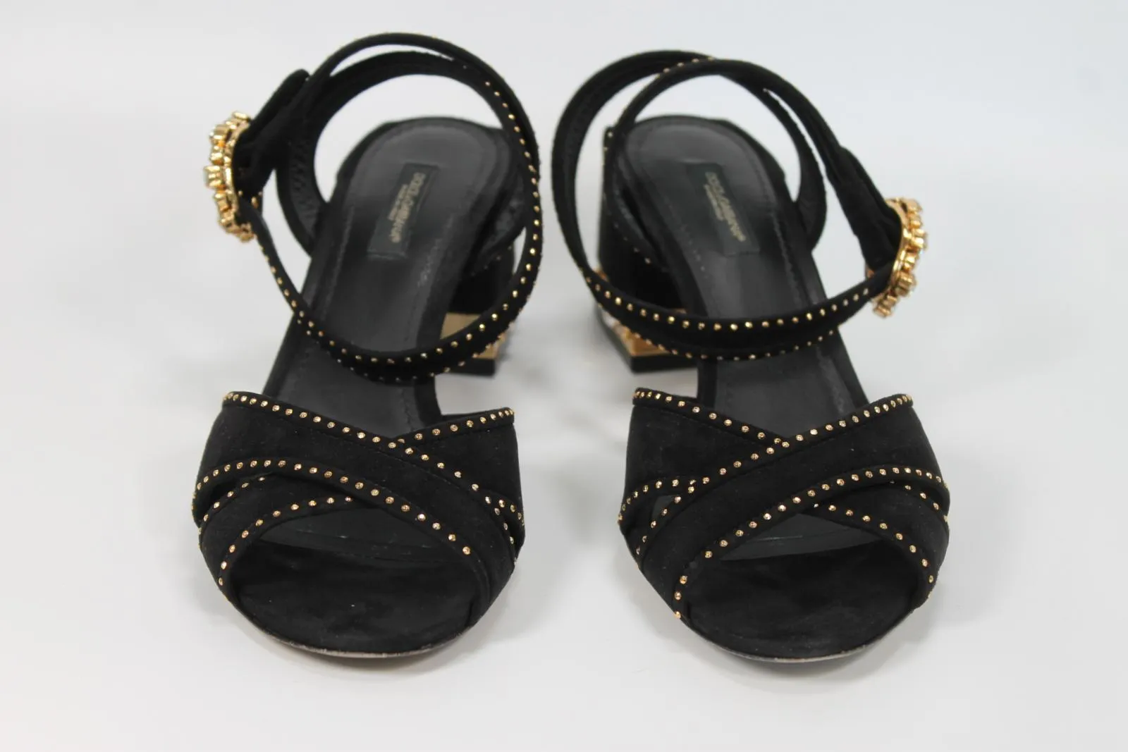 DOLCE & GABBANA Ladies Black Suede Studed Sandals EU37.5 UK4.5 RRP815