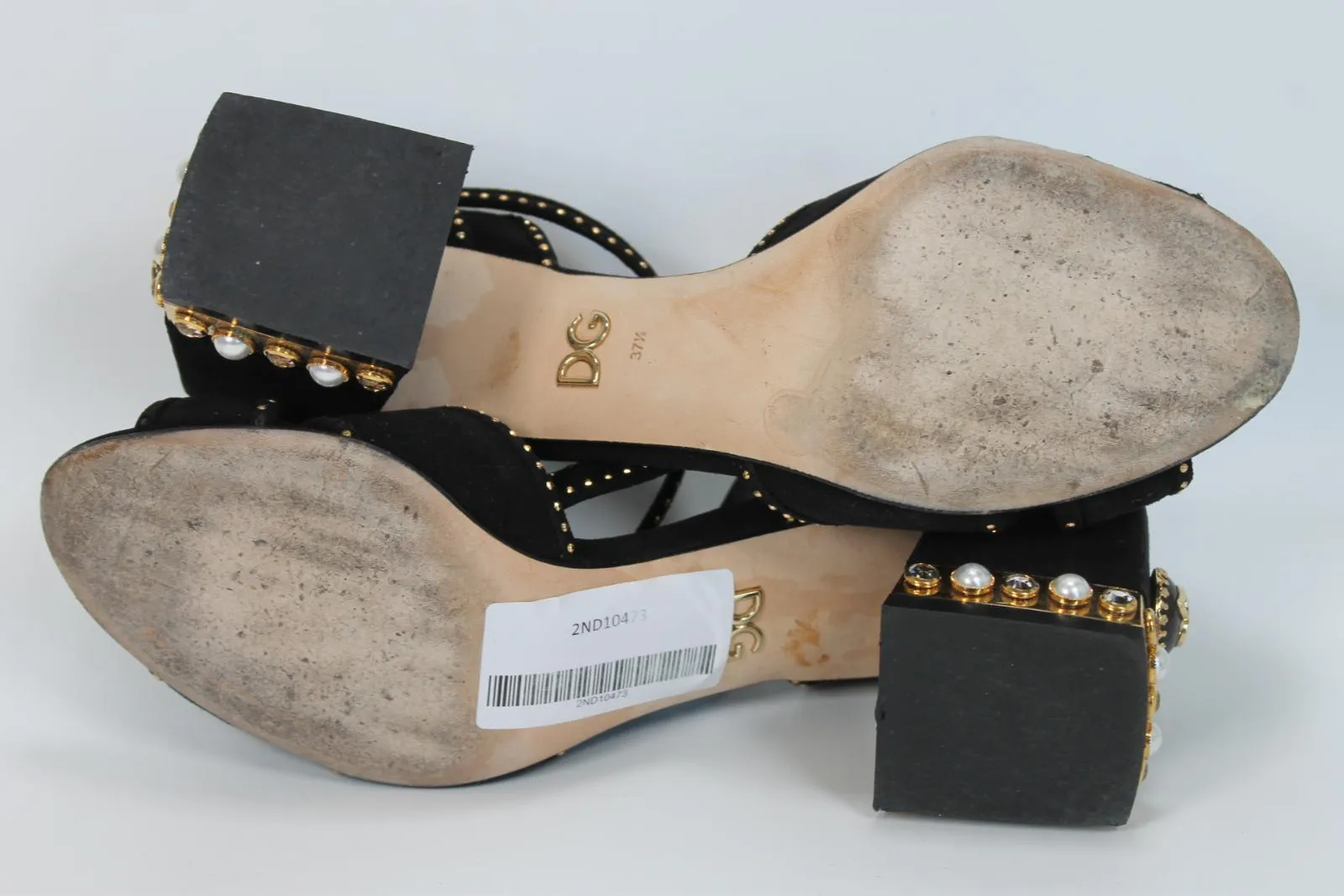 DOLCE & GABBANA Ladies Black Suede Studed Sandals EU37.5 UK4.5 RRP815