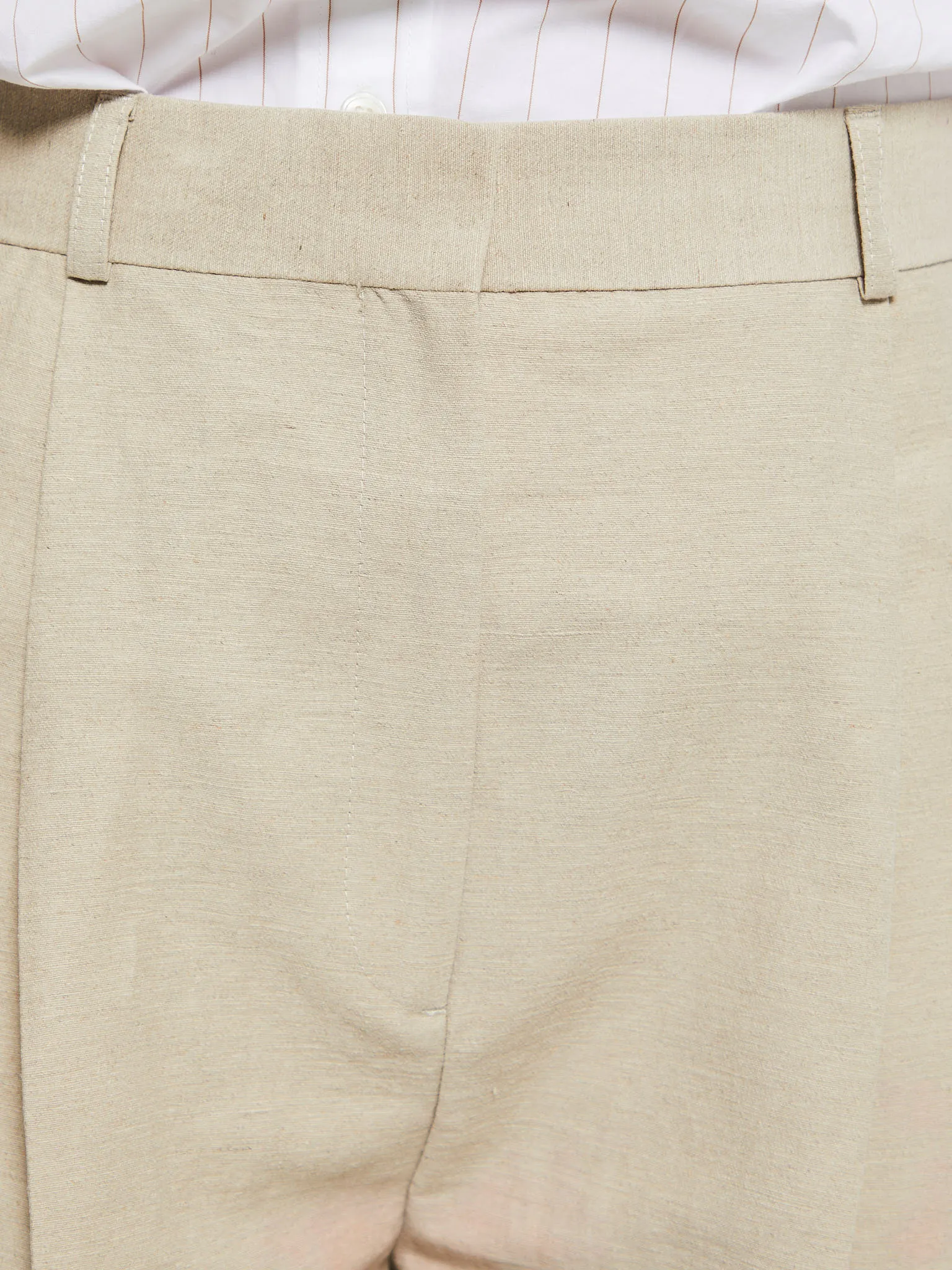 Double-Pleated Tailored Trousers in Sand