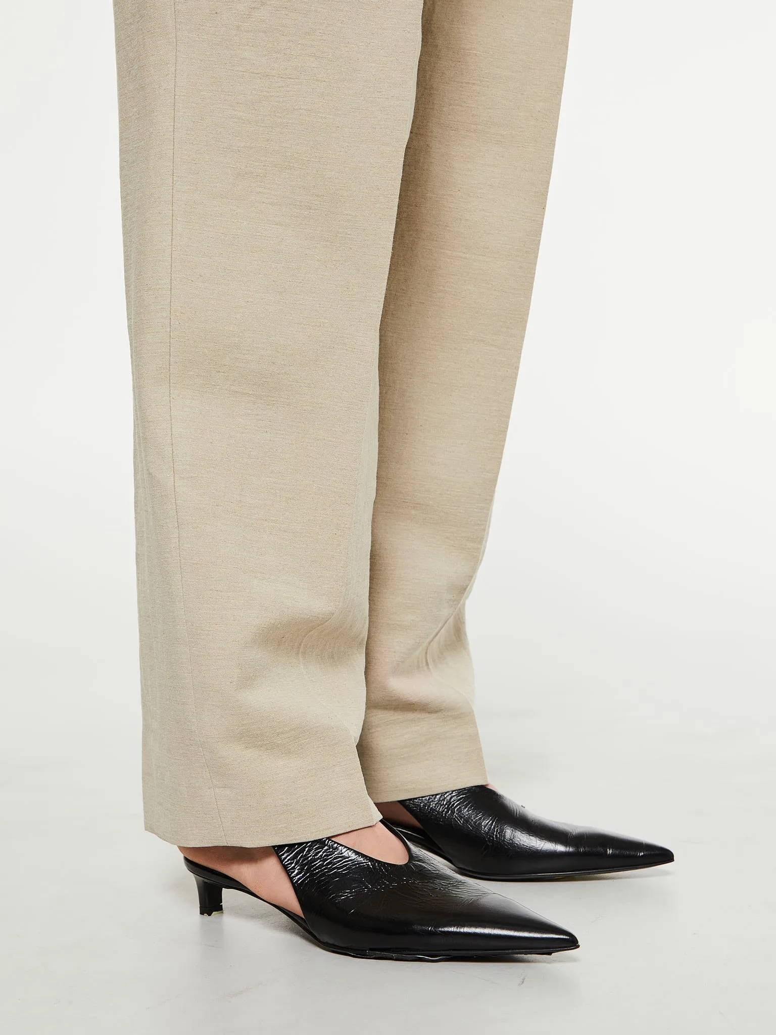 Double-Pleated Tailored Trousers in Sand