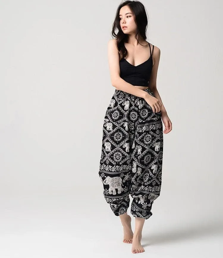 Elephant Print Boho Harem Pants