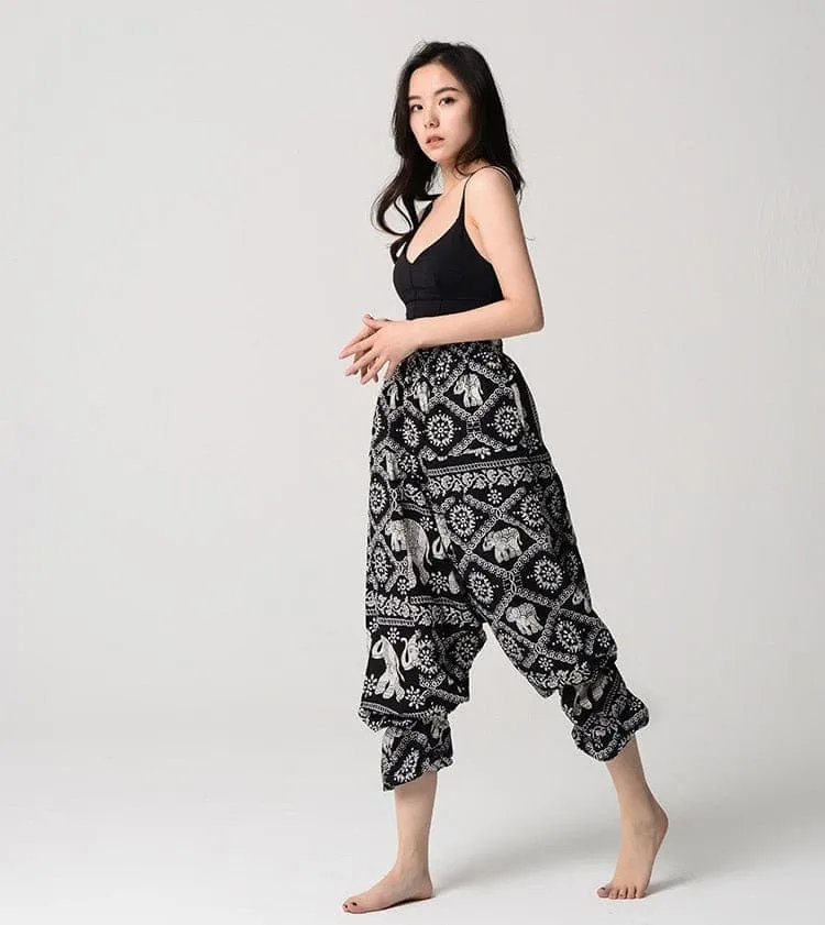 Elephant Print Boho Harem Pants