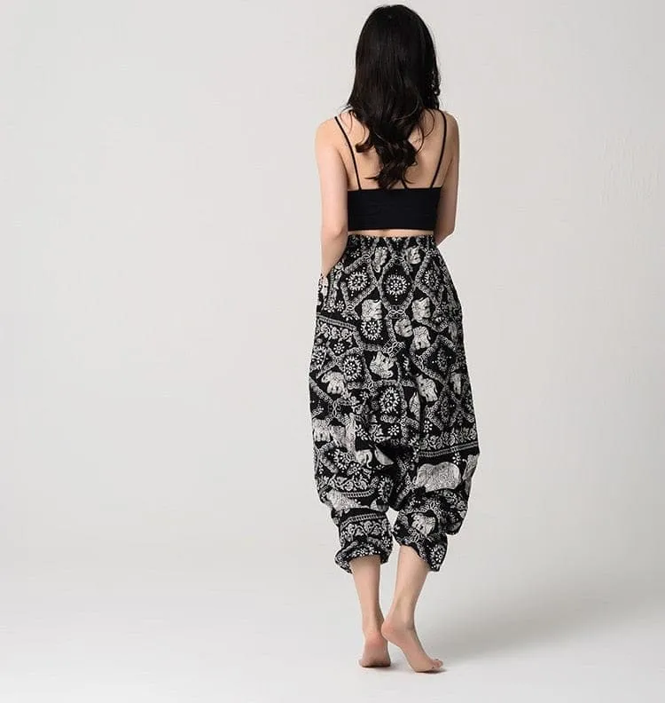 Elephant Print Boho Harem Pants