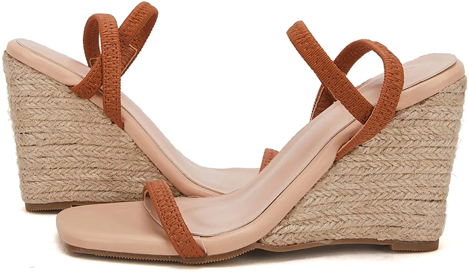 Espadrille Platform Brown Open Toe Heeled Slide Sandals