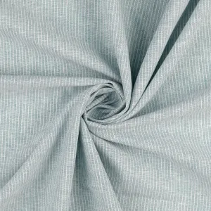 Fine Stripe Aqua Blue Linen Cotton Fabric