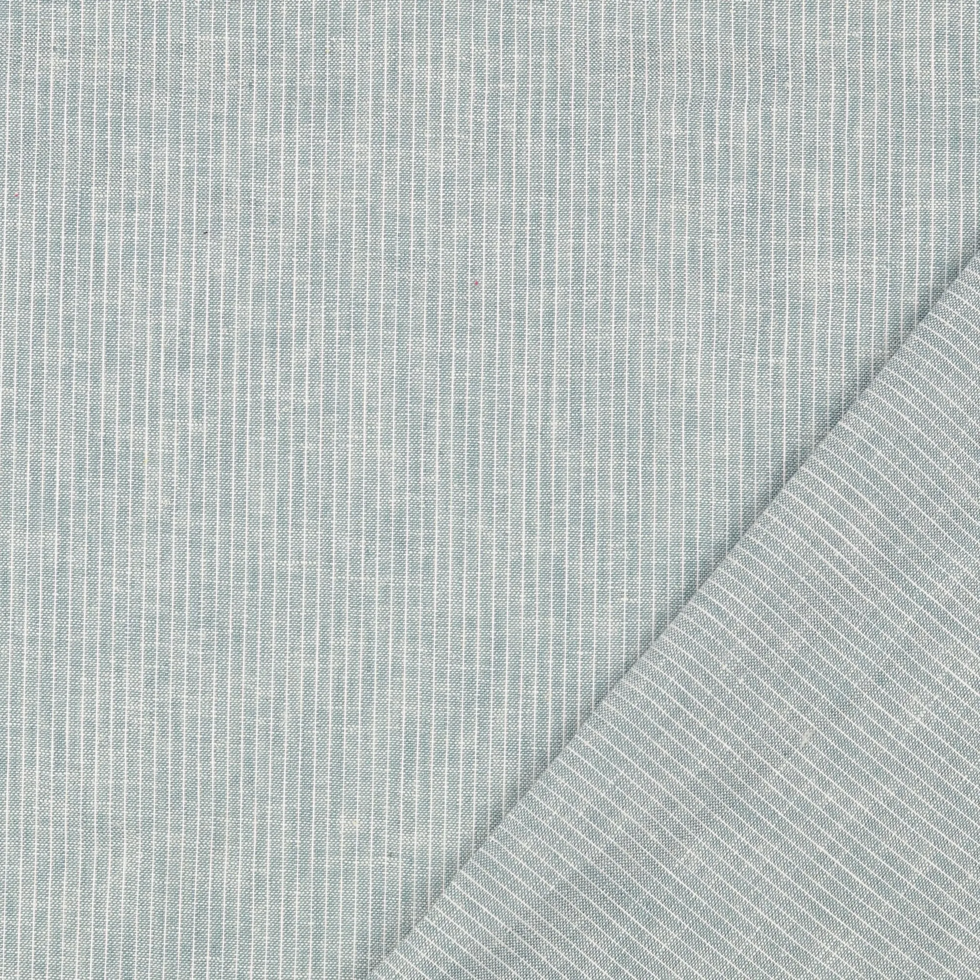 Fine Stripe Aqua Blue Linen Cotton Fabric