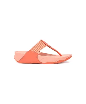 FitFlop Walkstar Fine Stripe Sunshine Coral Toe Post Sandals