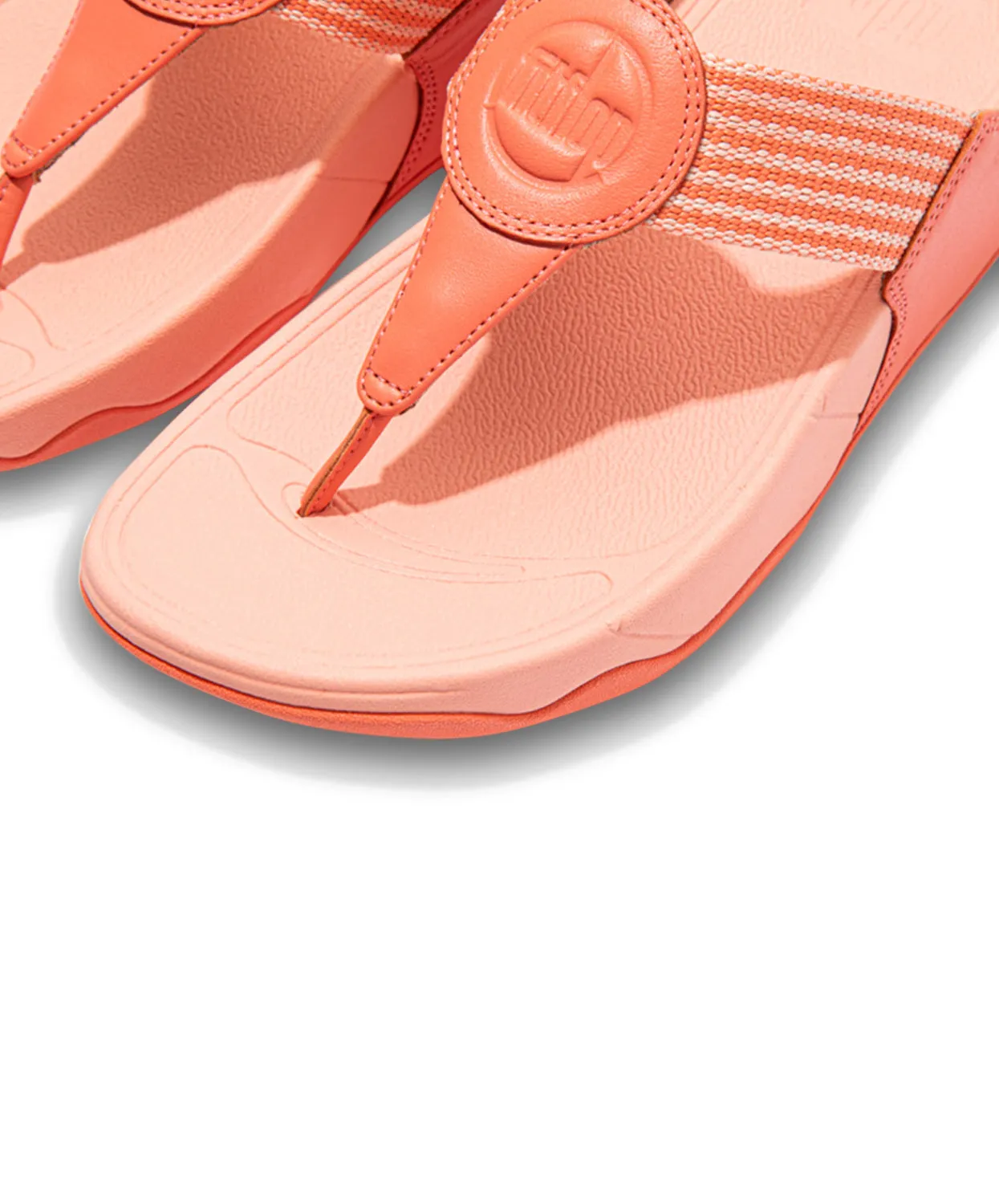 FitFlop Walkstar Fine Stripe Sunshine Coral Toe Post Sandals