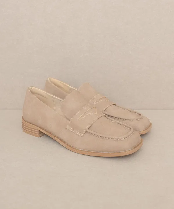 Genuine Leather June SquareToe Penny Loafers