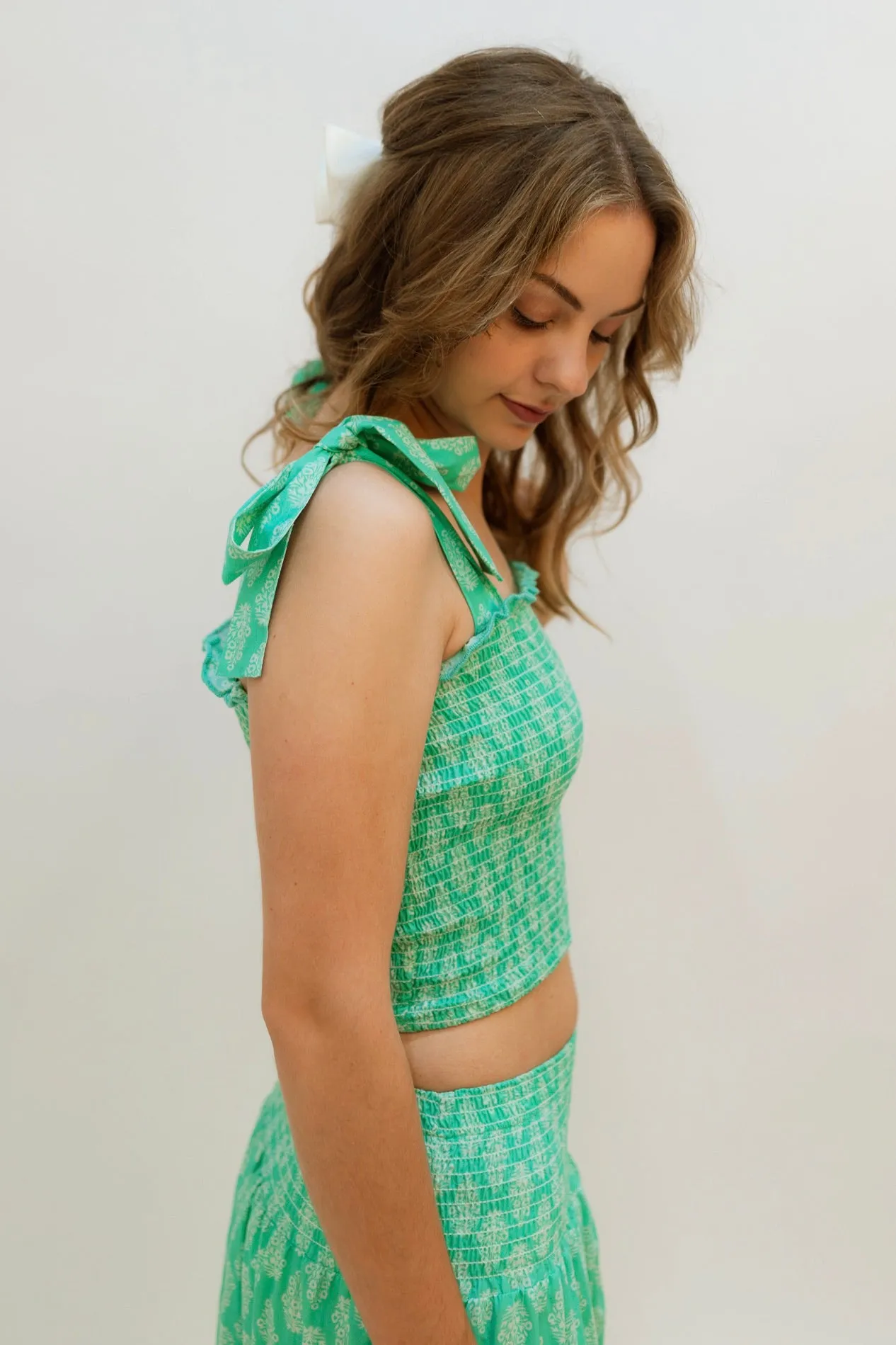 Heidi Green Top and Skirt Set