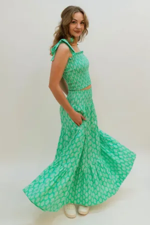 Heidi Green Top and Skirt Set