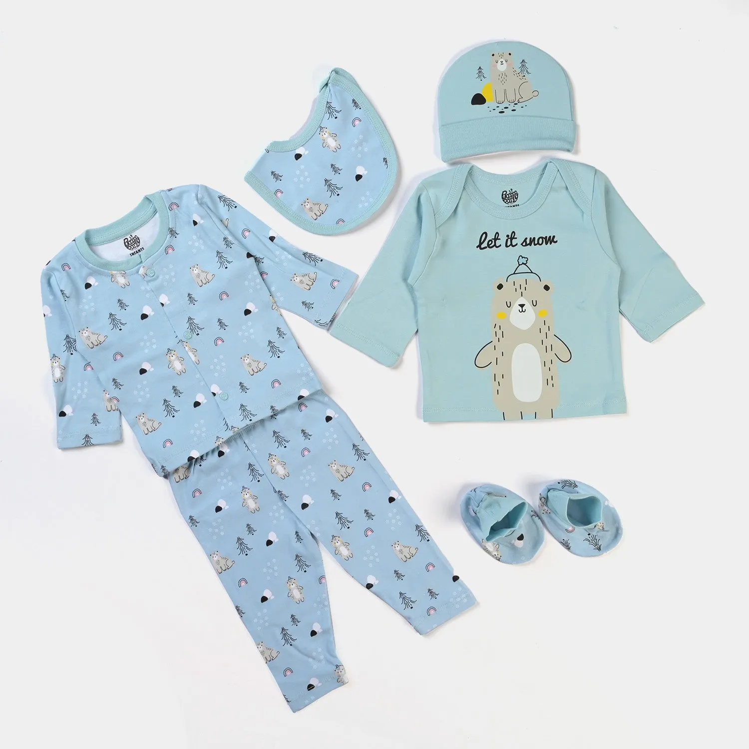 Infant Boys Cotton Set 6PCs Set Bear-Aqua-Esque