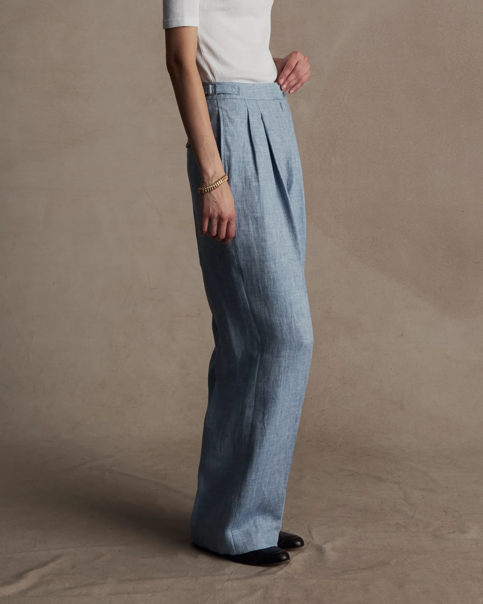 Light Blue Herringbone Perriand Trousers