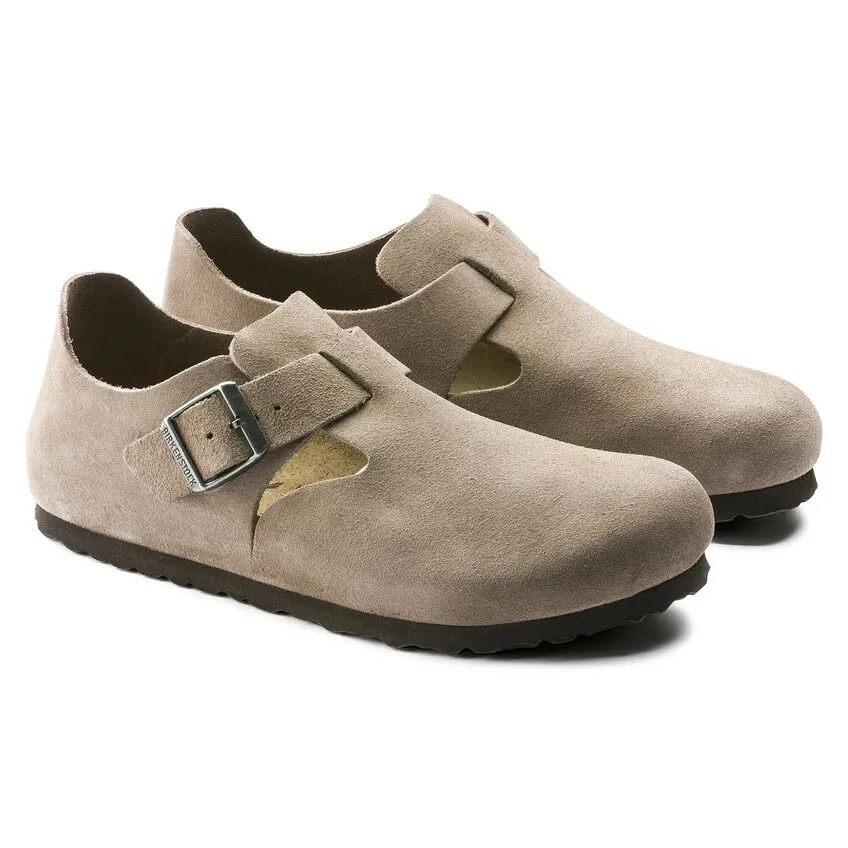 London Slip-On Shoe in Taupe Suede Leather